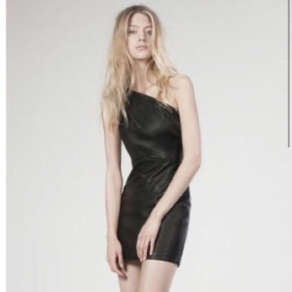 ALL SAINTS NWOT RODAN LEATHER DRESS US 8 - Picture 2 of 6